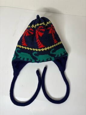 VTG Turtle Fur Kids Dinosaurs Poppy Gall Beanie Ski Hat Wool Knit Fleece Lining